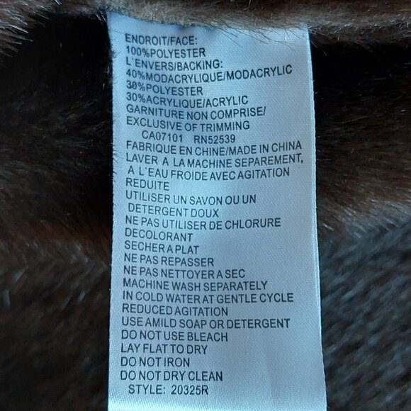 UTEX Black Ultrasuede Brown Faux Fur Trim Coat Women's Xlarge - Picture 12 of 12